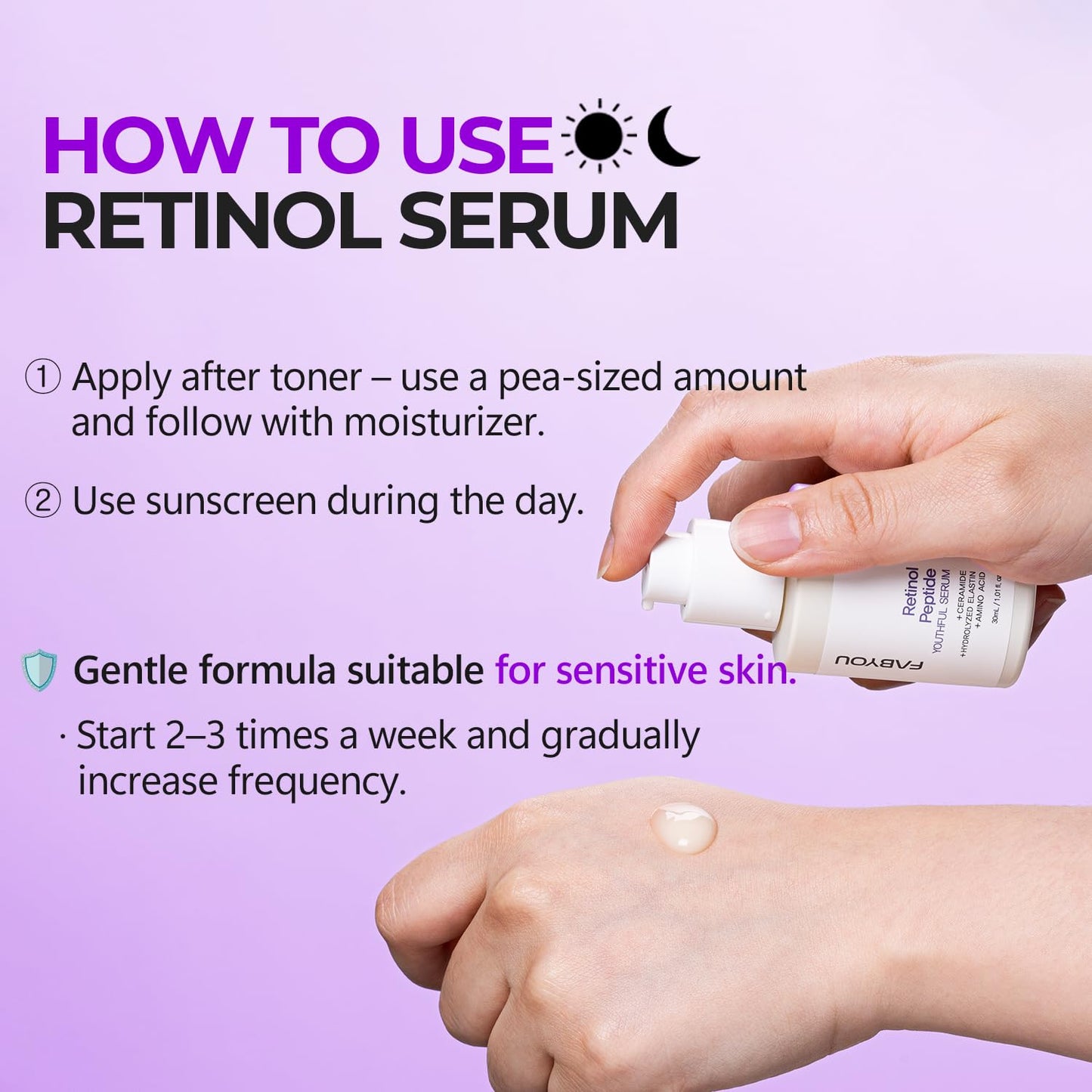Skiennix Retinol Peptide Youthful Serum - Anti-Aging & Hydrating Formula for Wrinkles & Dark Spots, 1.01 fl oz