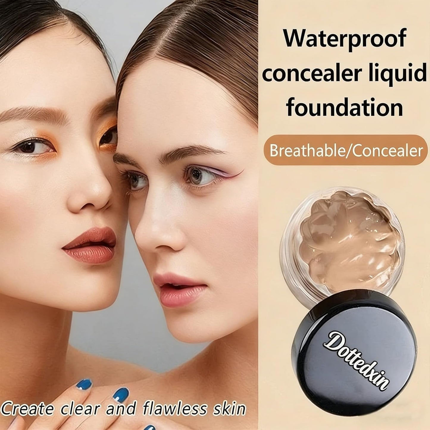 Dottedxin Makeup Concealer - Full Coverage, Hypoallergenic & Fragrance-Free for Sensitive Skin (B)