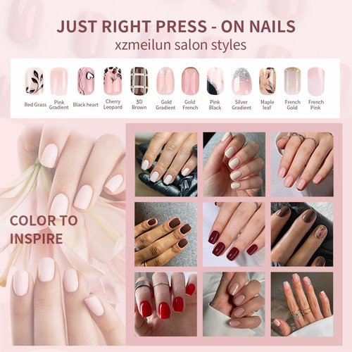 XZMeiLun Press On Nail, French Tip Chrome Acrylic Press On Nails Short Round, Designer Reusable Glazed Fake Nails, Glossy Soft Gel Nails Wedding and Party, Stick On Glue On Nails Press Ons for Women