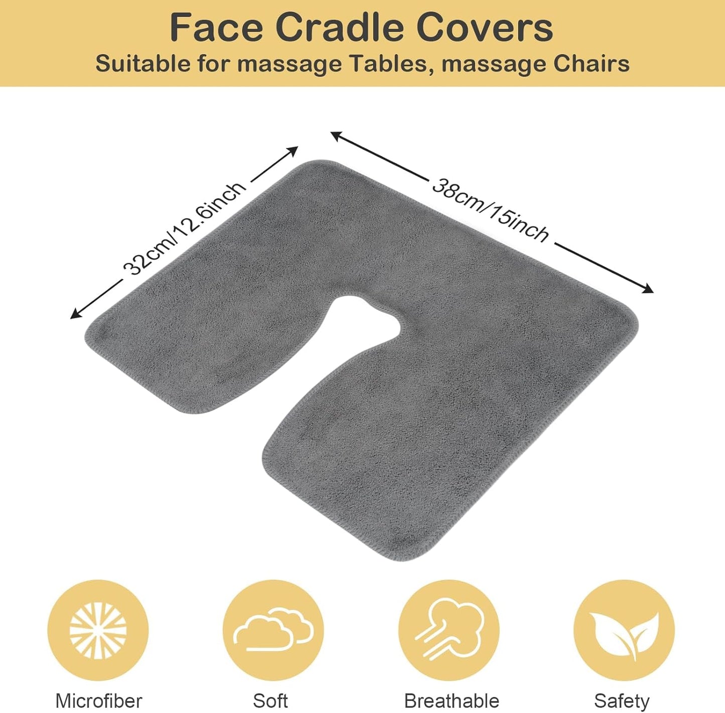 SINLAND Microfiber Face Cradle Covers - Large, Soft & Reusable Non-Stick Massage Headrest Cover