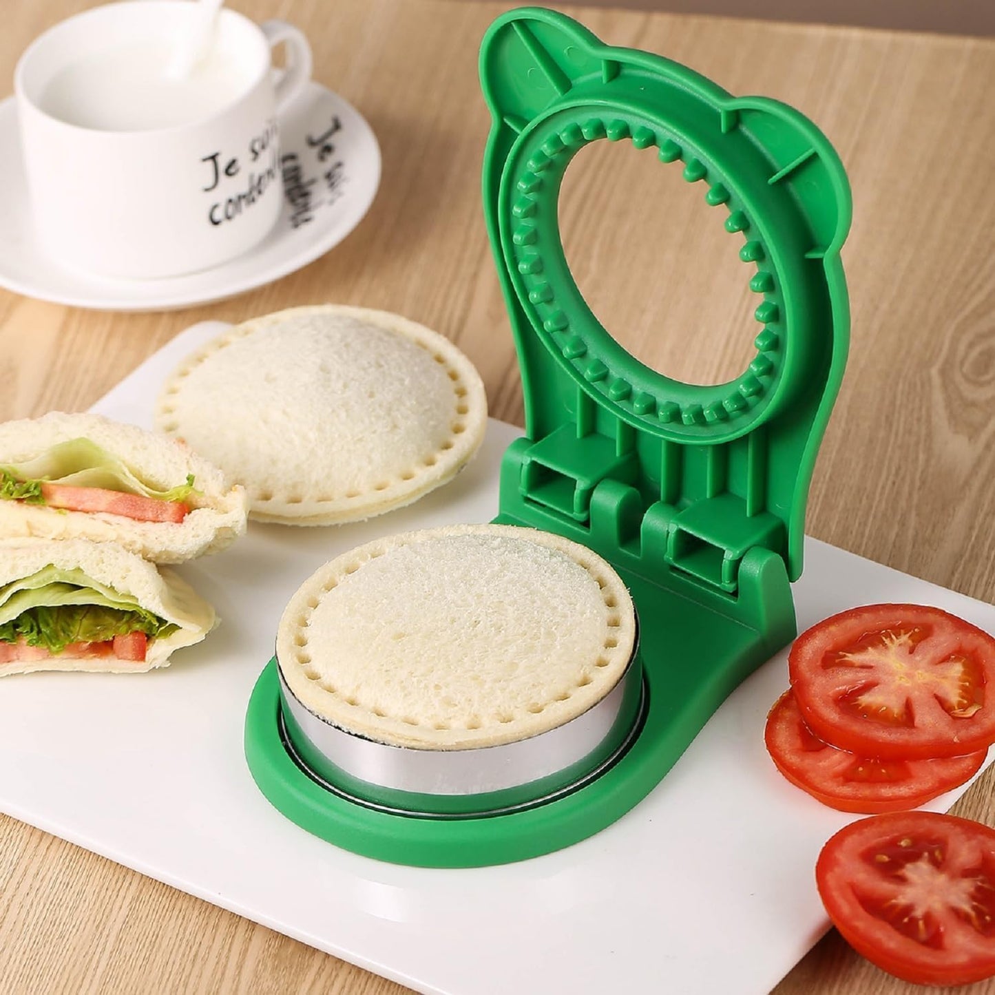 Uncrustable Sandwich Maker - Circle Shape 3.7 Inch Cutter & Sealer for Kids Lunchboxes | Green