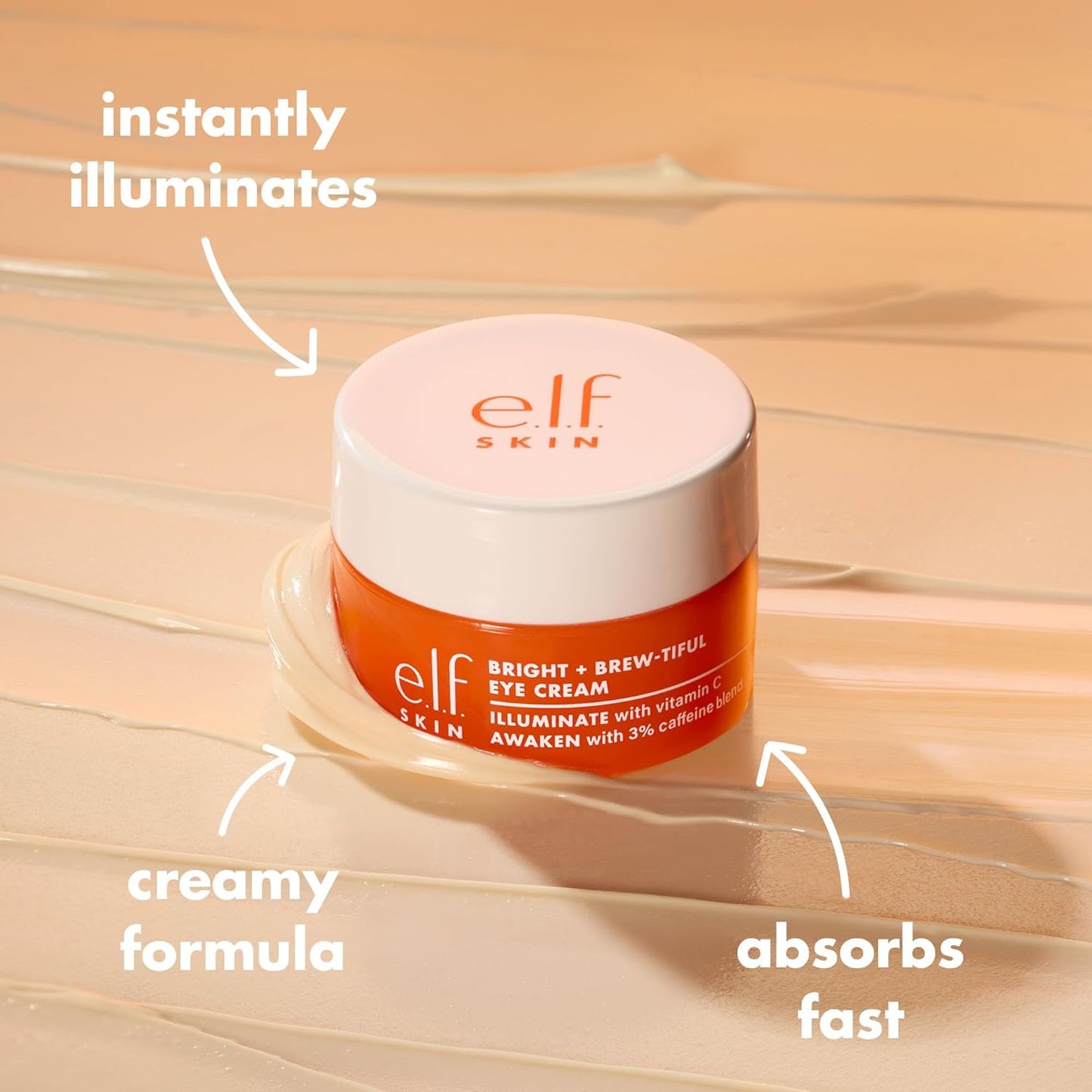 e.l.f. SKIN Bright + Brew-tiful Eye Cream Mini - Brightens Undereye Dark Circles & Reduces Puffiness, Vegan