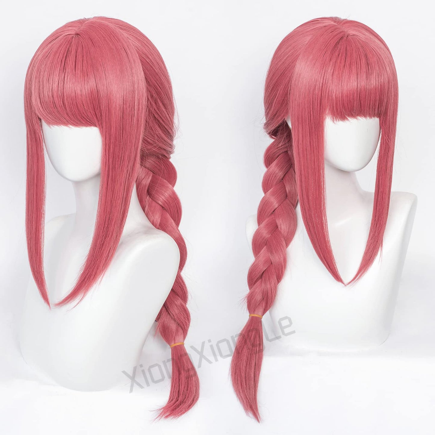 XiongXiongLe Makima Long Pink Braids Cosplay Wig Anime Chainsaw Man Heat Resistant Fiber Synthetic Costume Hair with Cap Wig for Party Halloween(Makima)