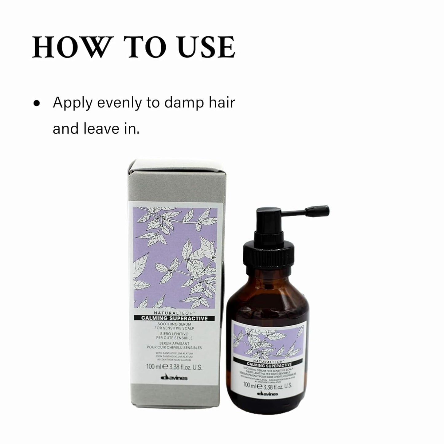Davines Naturaltech Calming Superactive Leave-In Serum - Soothes Sensitive Scalp with Blueberry Phytoceuticals, 3.38 Fl Oz