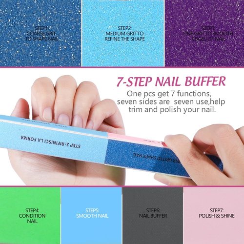 FANDAMEI Nail File Kit - 20PCS Professional Buffers & 7-Way Files for Perfect Manicure | 100/180 Grit