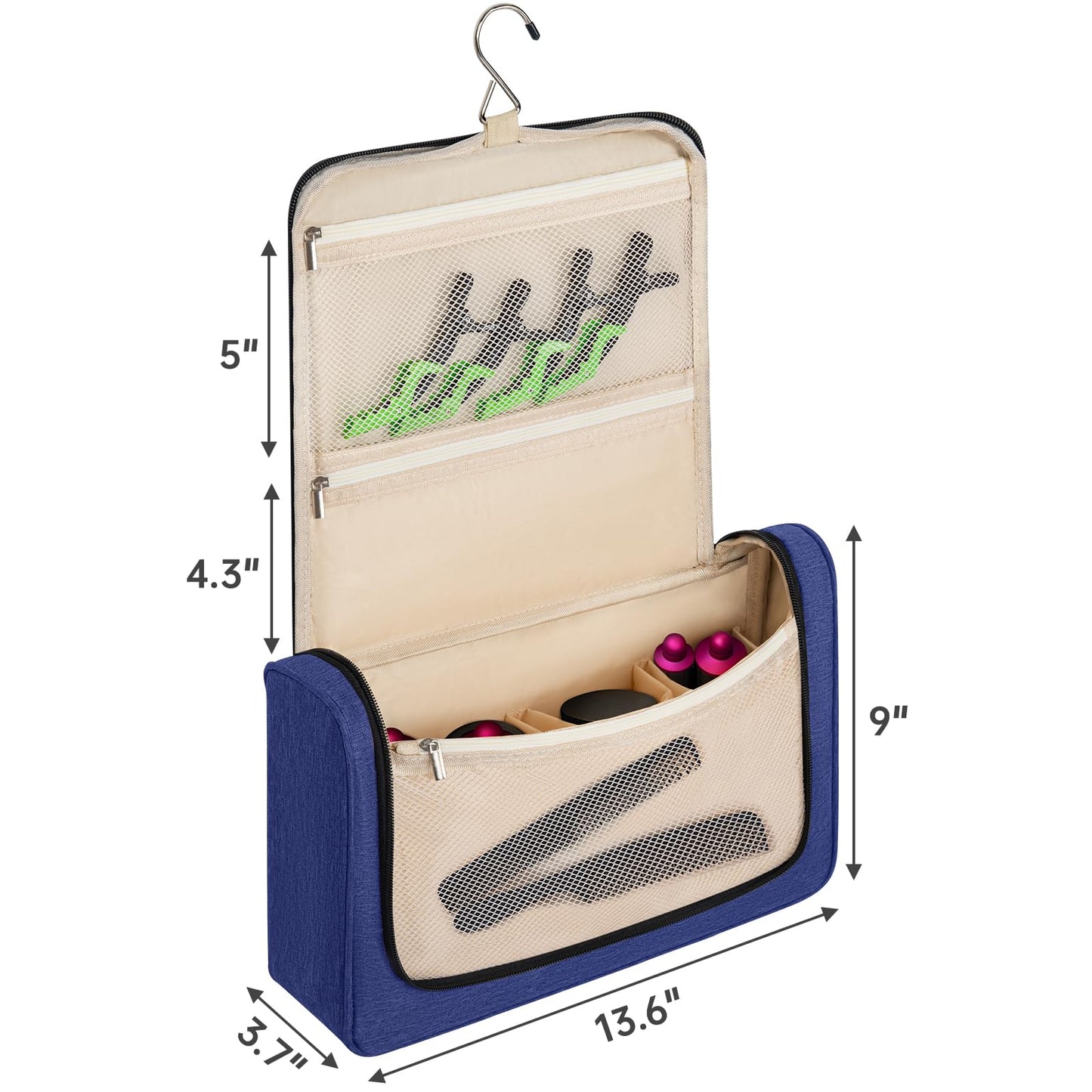 WELIDAY Travel Storage Bag Compatible with Dyson Airwrap Styler, Portable Travel Organizer for Hair Curler and Attachment with Multi-pockets (Front Open Design, Blue)