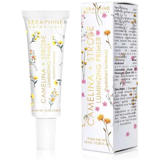 Seraphine Botanicals Camelina + Strobe Luminizing Primer - Glow-Enhancing Formula, 15 ml/0.50 oz