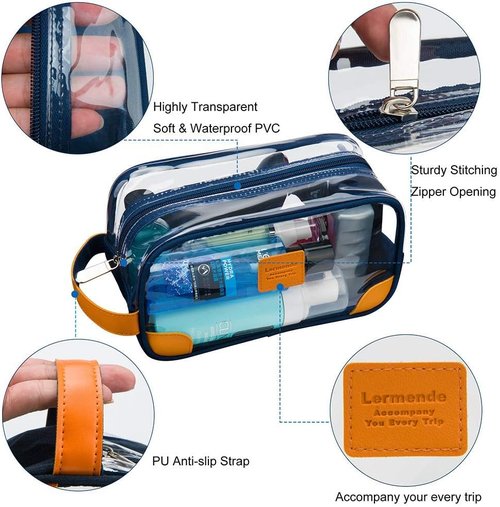 Lermende Toiletry Bag - Clear Dopp Kit for Men | Travel Organizer with Hand Strap