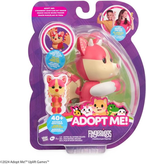 Adopt Me! | Fingerlings Strawberry Shortcake Bat Dragon - Legendary Interactive Pet with 40+ Sounds (Ages 5+)