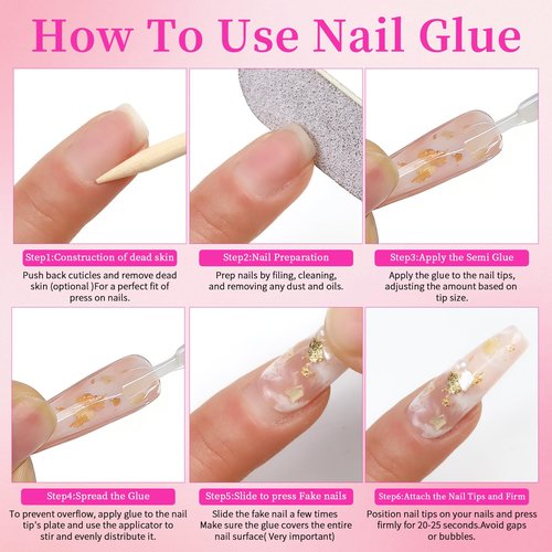 Cycullinyt Super Strong Nail Glue Gel for Press On Nail Tips: 10g No UV Lamp Needed Quick Dry Brush On Gel Glue with 10ml Remover for Nail Tips Long Lasting Fake Acrylic Nails Glue Gel