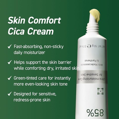Cica Redness Relief Cream - Soothing Green Moisturizer with Madecassoside for Sensitive Skin | 1.76oz / 50g