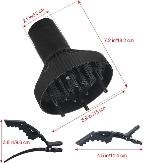 PERFEHAIR Hair Diffuser - Professional Salon Attachment for Frizz-Free Curly Hair | 1.57"-2" Nozzle, Black