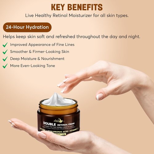 Live Healthy Retinol Cream - Anti-Aging Face Moisturizer with Collagen & Hyaluronic Acid | 1.05 fl oz