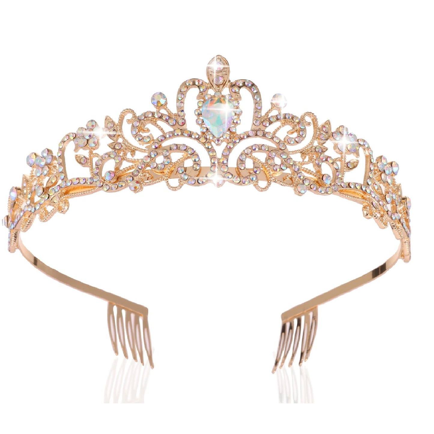 Kamirola - Gold Crystal Tiara Crowns For Women Girls Princess Elegant Crown with Combs Women's Headbands Bridal Wedding Prom Birthday Party Headbands for Women(Gold AB)