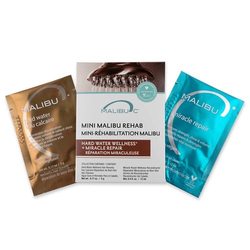 Malibu C Mini Rehab Hard Water Wellness | 2 Nourishing Remedy Packets for Clean, Healthy Hair