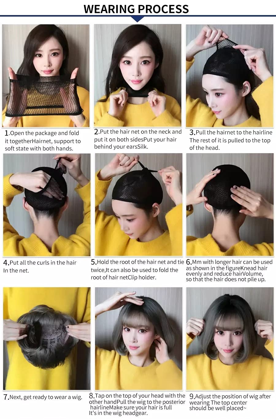 AIKO PRO Korean Fashion 13 Inch Straight Short Bob Wig for Women, Natural Shoulder-Length Straight Synthetic Short Lolita Cosplay Wigs with Bangs For Cosplay and Daily Wear D123 Black & White