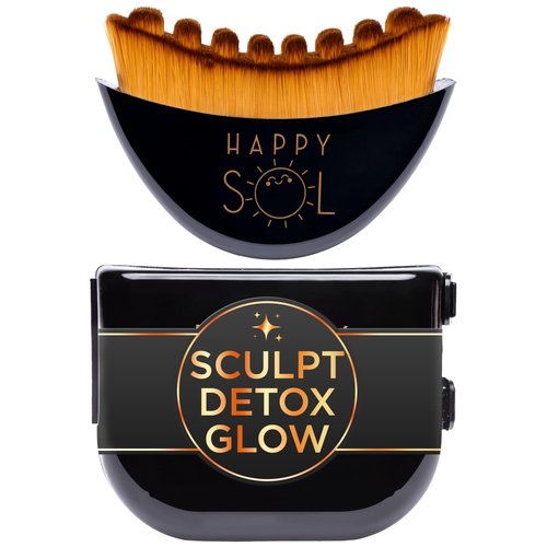 Happy Sol Lymphatic Contour Face Brush for Lymphatic Drainage, Dry Brushing Tool for Puffiness and Glow, Effective Bristles with Ergonomic Handheld Design, Compact Travel Size Cleansing Brush