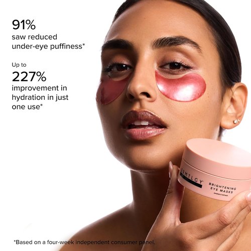 DRMTLGY Brightening Eye Masks - Biodegradable Hydrogel Patches with Caffeine & Peptides - 60 Count for Depuffing & Hydration