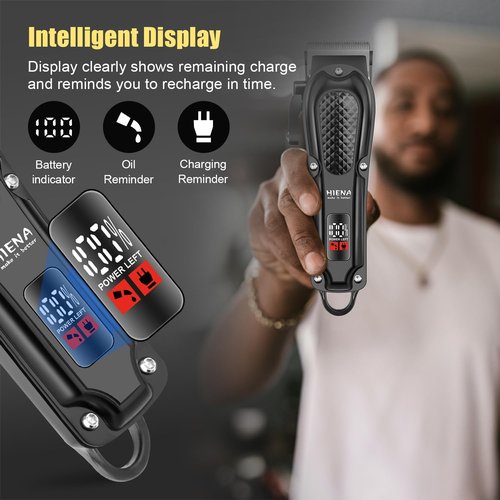 HIENA PRO Hair Clippers for Men - Cordless 3-in-1 Hair Cutting Kit with LED Display & Foil Shaver