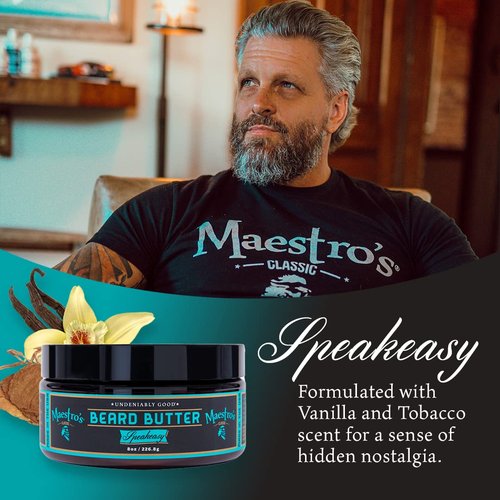 Maestro's Classic Beard Butter - Anti-Itch, Hydrating Creme for All Beard Types | Speakeasy Blend, 4 Ounce