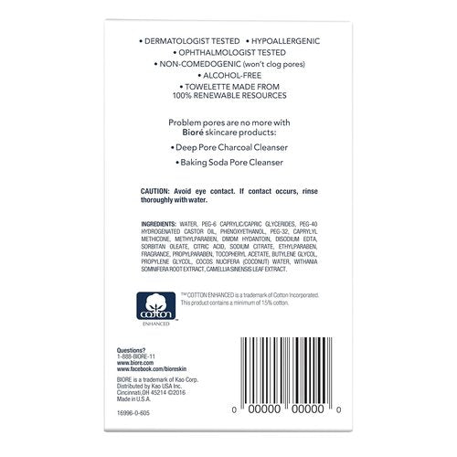 Bioré Daily Makeup Removing Cloths - Deep Pore Cleansing Wipes with Dirt-Grabbing Fibers | 60 Count