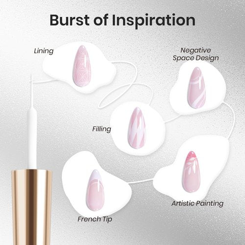 beetles Gel Polish Swirl Nail Art White Gel Liner Nail Polish 1 pcs 7ml Classic White Color Nails Art Paint for Thin French Tip Line Soak off Uv Lamp Manicure Salon
