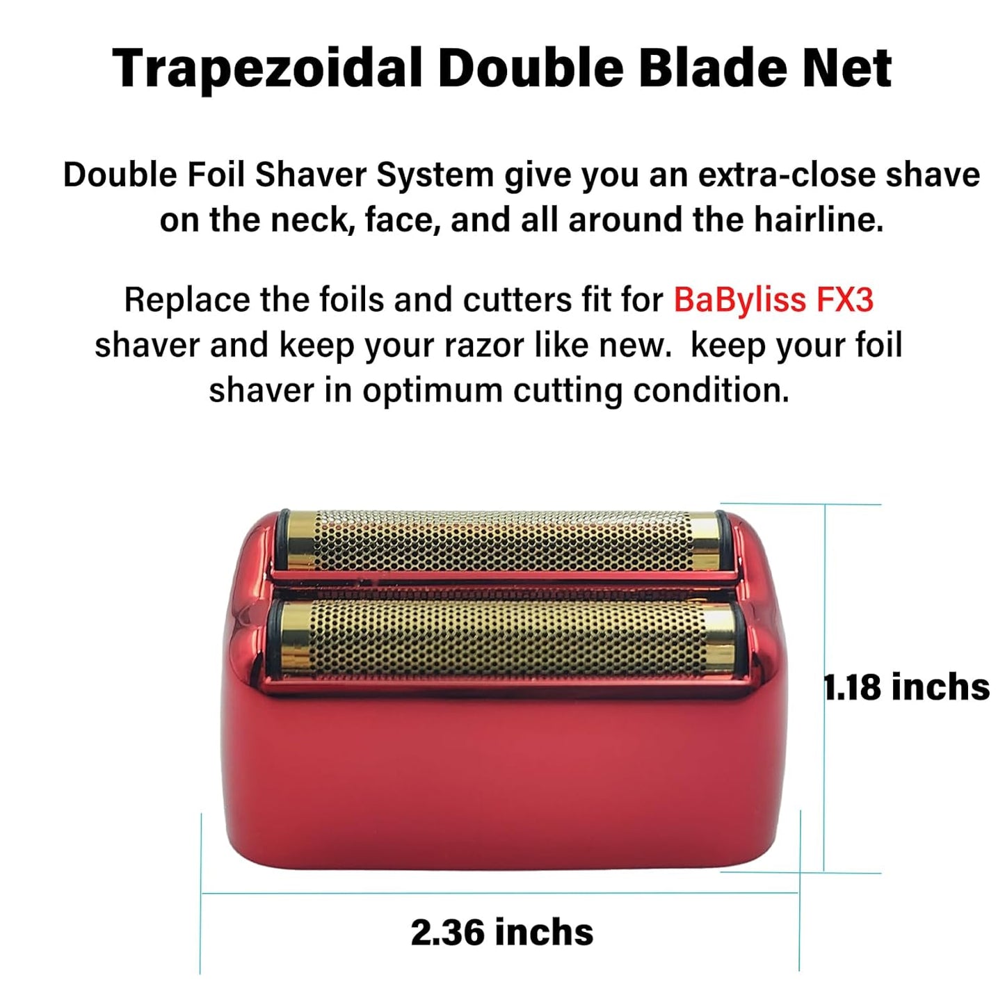 BaByliss Pro FX3 Foil Shaver Replacement Head - Red Foil with 2 Cutters for Professional Shaving