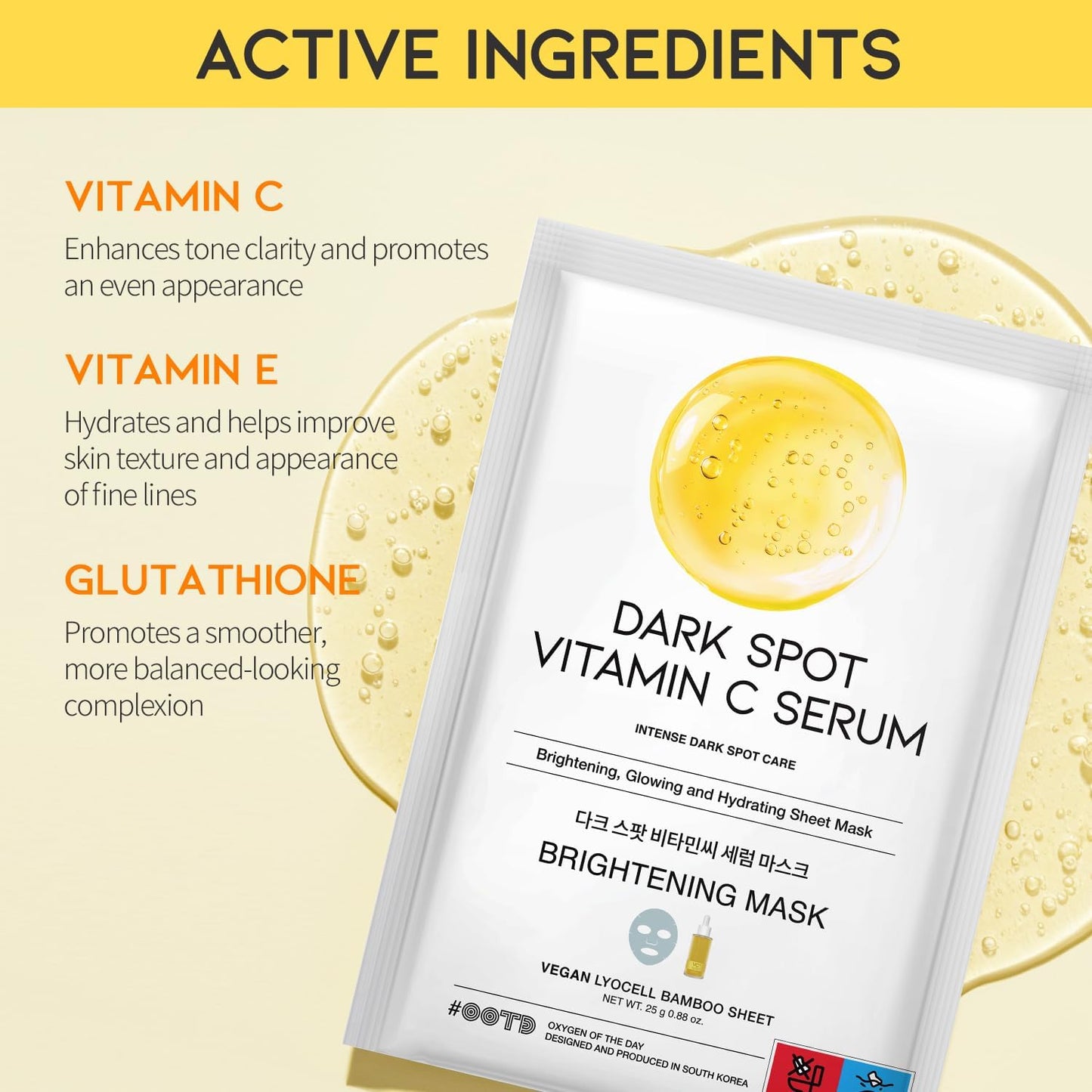 Skiennix Vitamin C Revitalizing Hydrating Sheet Mask | 10-Pack Korean Skincare for Radiant, Even Skin Tone