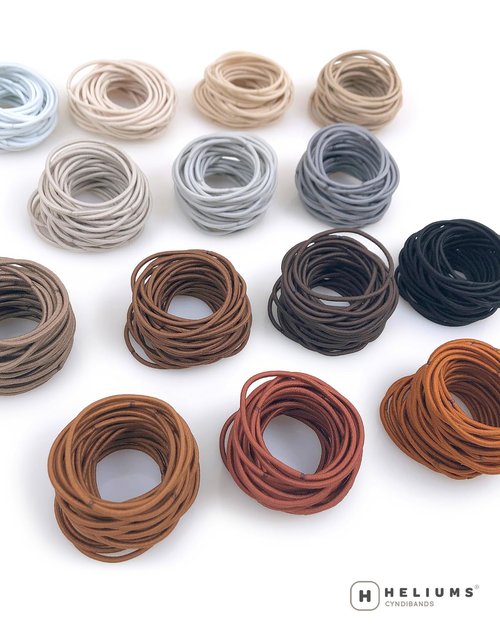 Heliums Thin Hair Elastics - Black - 2mm Ties for Thin Hair, 1.75 Inch, Medium Hold No Damage Ponytail Holders - 40 Count