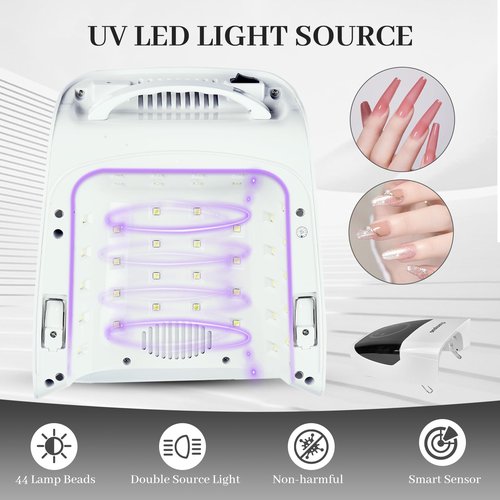 132W UV LED Nail Lamp,Rechargeable UV Light for Gel Nails with 4 Timers & LCD Screen,Prefsssional LED Nail Lamp Nail Dryer Fast Curing for Salon & Home Use