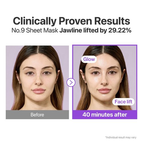 Numbuzin No.9+ NAD+ Bio Lifting Full Face Mask - Peptide & Collagen Firming Treatment, 4 Sheets + Lifting Band