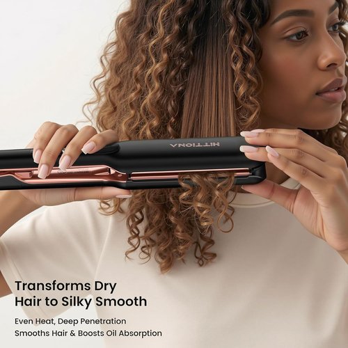 HITTIONA Flat Iron Hair Straightener - 1.75” Ceramic Infrared Ionic Design with Fast Heat-Up & Vibration Tech