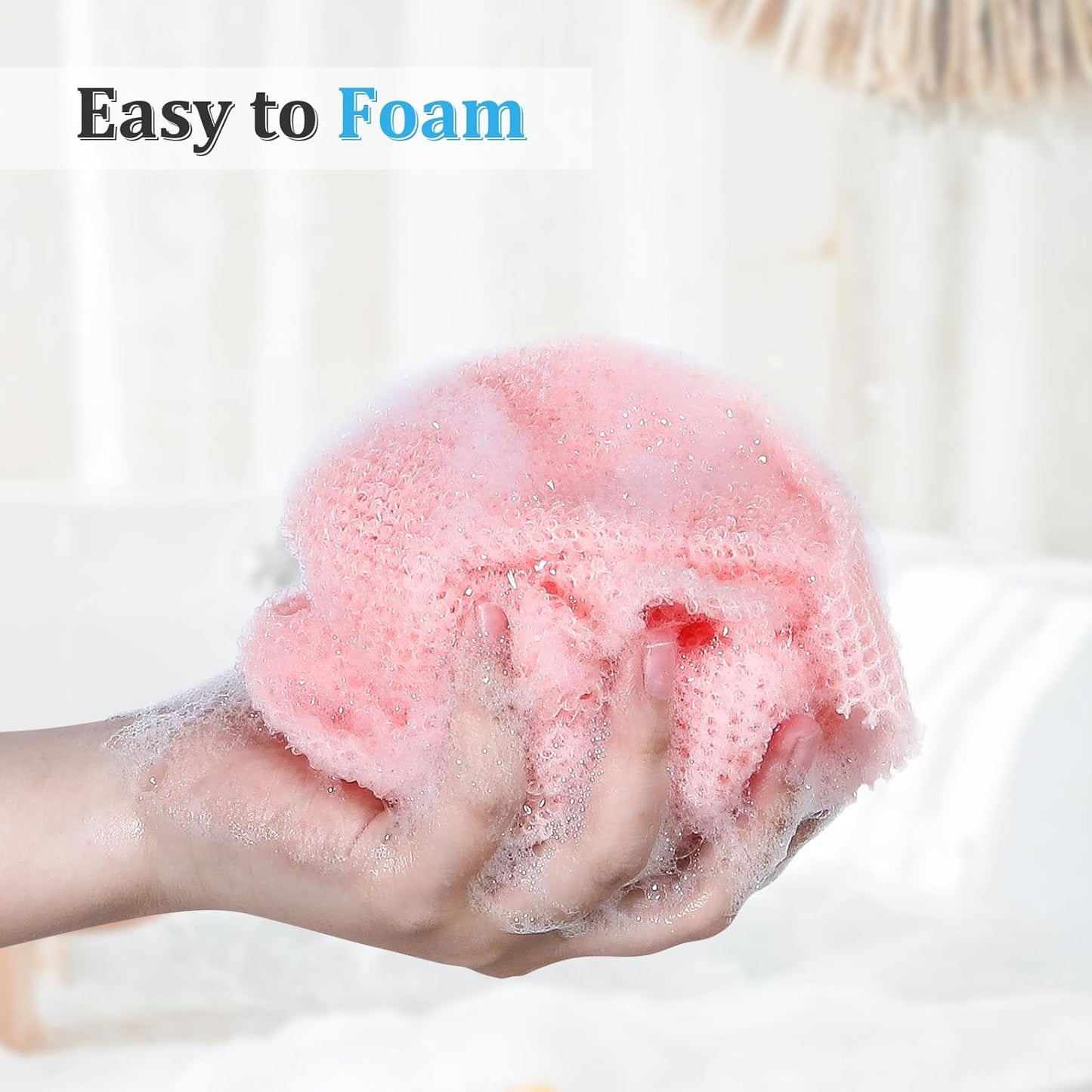 Skiennix African Exfoliating Net - 4 Pack Long Nylon Body Scrubbers for Shower & Bath (Multicolor)
