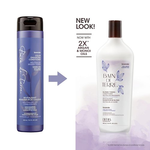 Bain de Terre Lavender Blonde Toning Conditioner - Neutralizes Brassy Tones for Cool Blondes | 13.5 Fl Oz