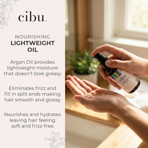 CIBU Nourishing Argan Oil Hair Serum - Lightweight Anti-Frizz & Heat Protectant | 4 Ounces