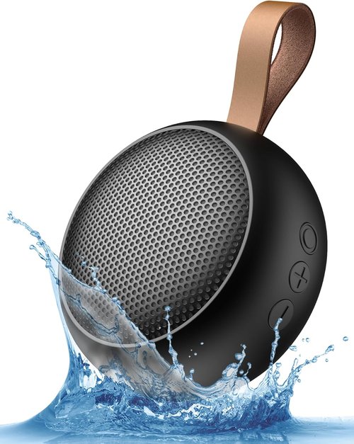 IPX7 Waterproof Bluetooth Speaker - 10W Portable Wireless Sound | 12H Playtime, Built-in Mic, Black