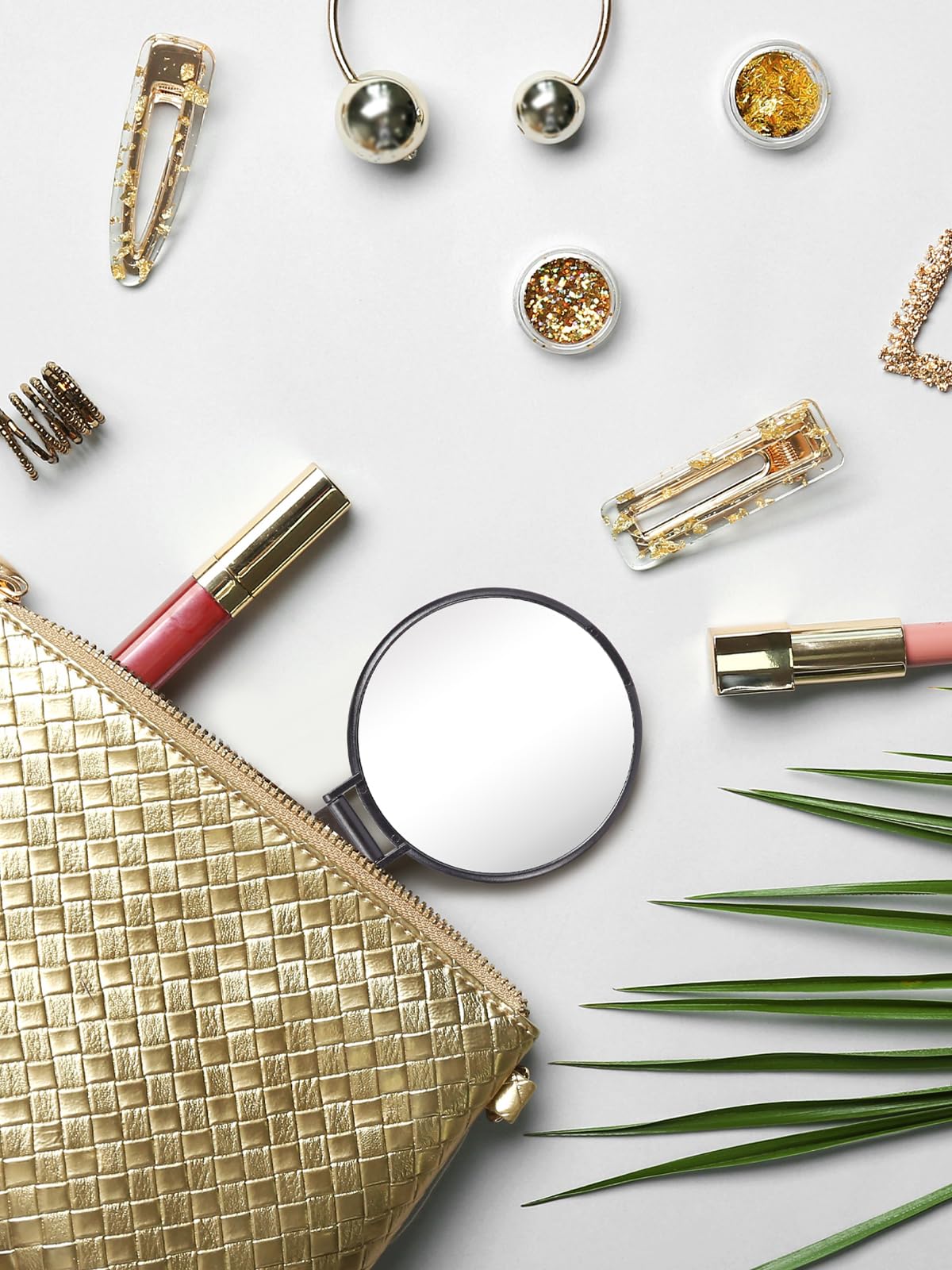 Qislee Compact Mirror Bulk, Round Makeup Mirror for Purse, Set of 36 (Black)