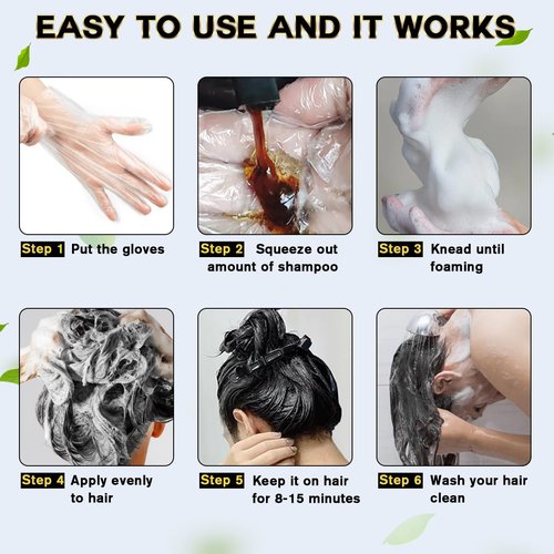 IIIMEIDU Black Hair Dye Shampoo - 3 in 1 Herbal Formula for Gray Coverage | 500ml for Men & Women