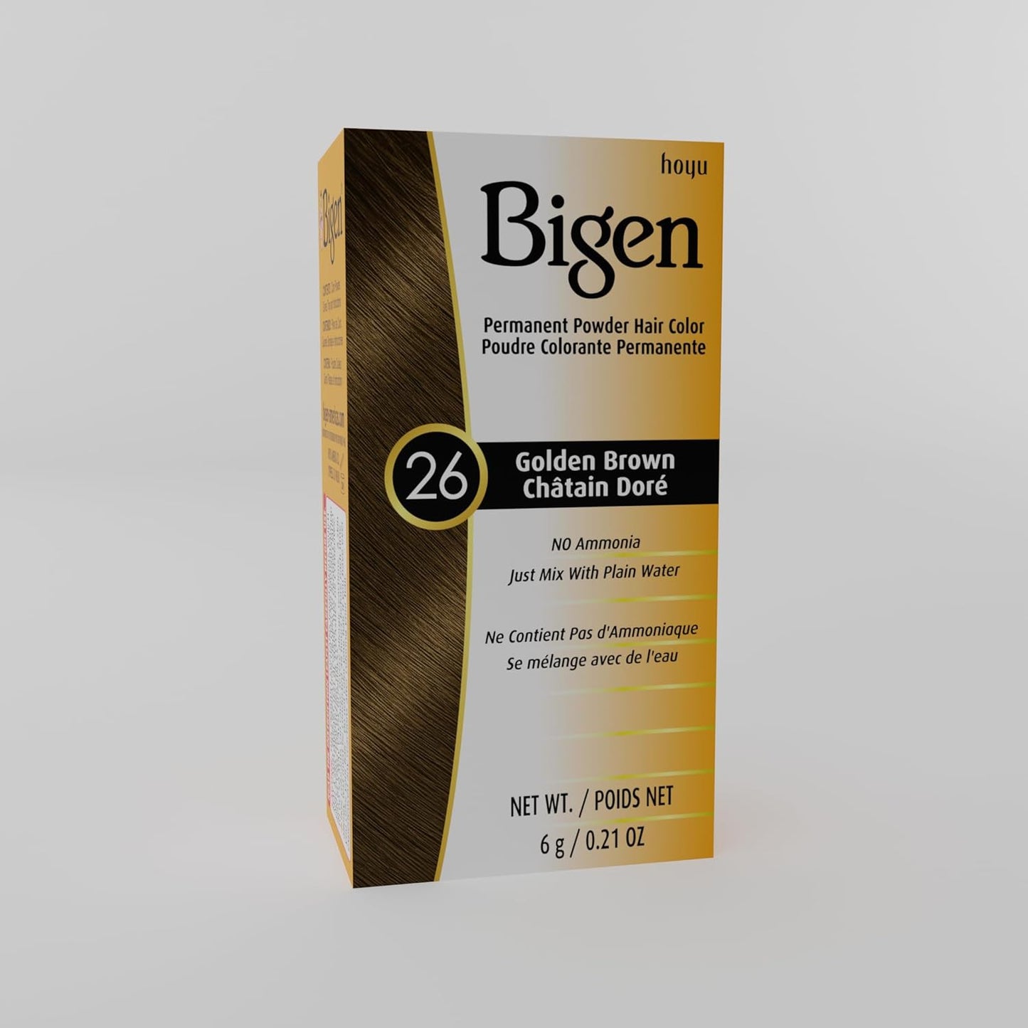 Bigen #26 Golden Brown Permanent Hair Color Powder - Long-Lasting Formula | 6 Pack