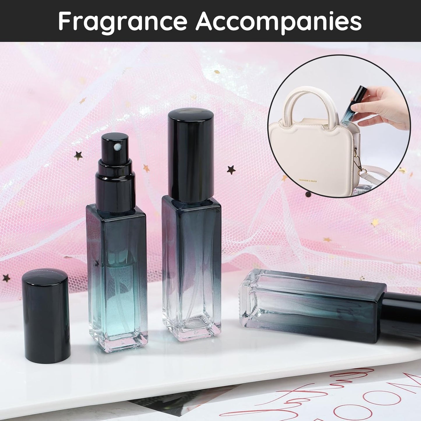 Segbeauty Travel Perfume Bottle Set - 5 Refillable 10ML Mini Glass Containers with Funnel & Pipette