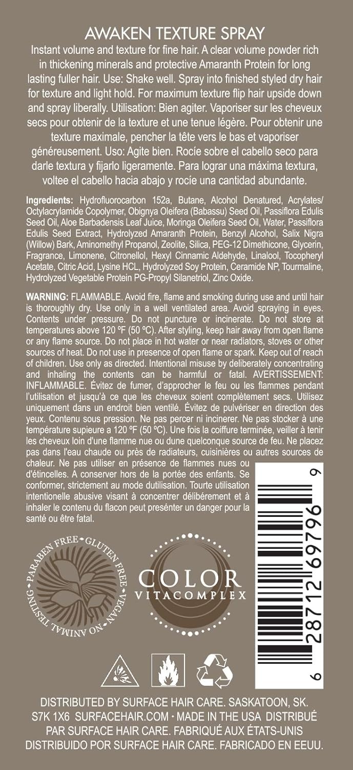 SURFACE Hair Awaken Texture Spray - Volumizing & Lifting for Fine Hair, 4 Fl. Oz.