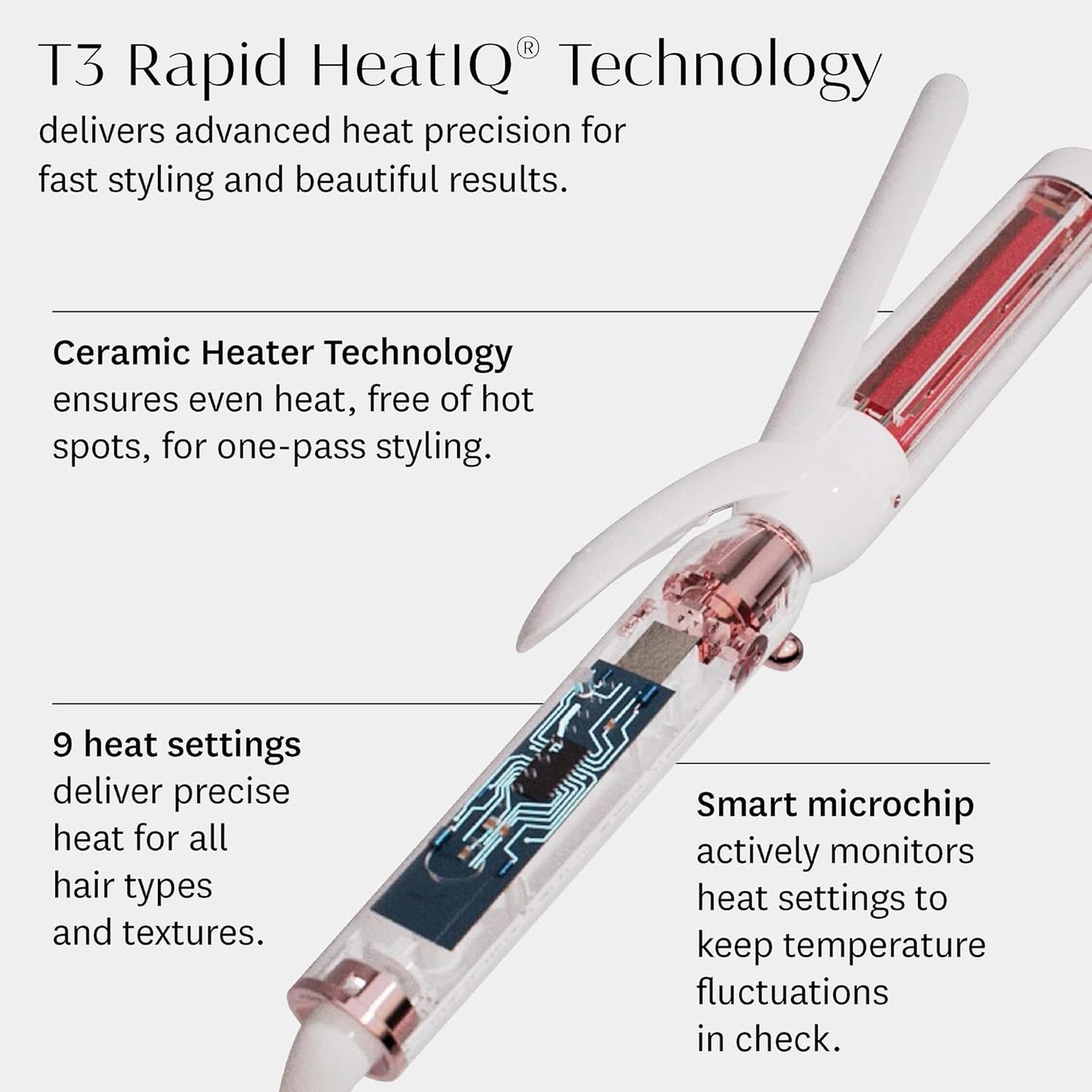 T3 Professional Ionic Curling Iron Switch Kit - 3 Interchangeable Barrels, 9 Heat Settings | White/Rose Gold
