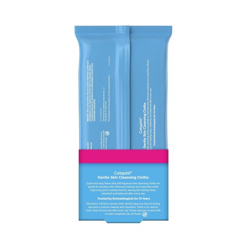 Cetaphil Face & Body Wipes - Gentle Cleansing Cloths for Sensitive Skin | 50 Count Twin Pack