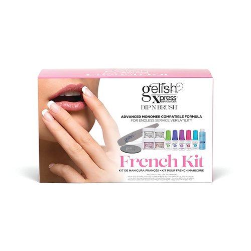 Gelish Xpress Dip N Brush French Kit - Chip-Proof Nail Dip Powder with Built-In Activator | 21+ Days Wear