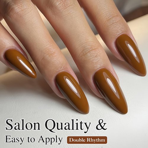 Double Rhythm 15ML Gel Polish Pure Sheer Same Color Same Bottle Soak Off Gel Polish Art Manicure Salon DIY at Home for Women (Brown-A1444)