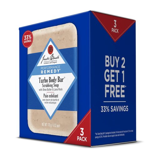 Jack Black - Turbo Body Bar Scrubbing Soap | 6 oz Pack of 3 for Ultimate Skin Exfoliation