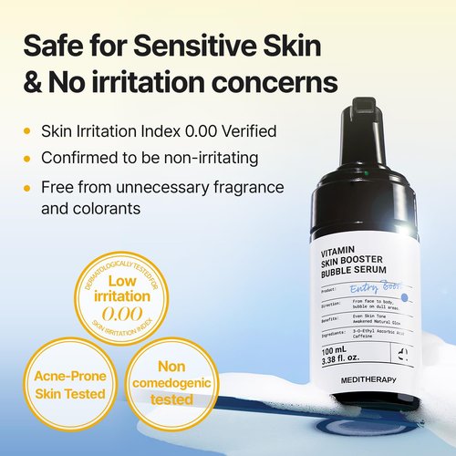 MEDITHERAPY Vitamin C Serum for Face – Micro-Bubble Formula for Instant Absorption, Visibly Radiant Glow – Advanced Vitamin C, Non-Irritating AM/PM Use for Sensitive Skin – 3.38 fl oz