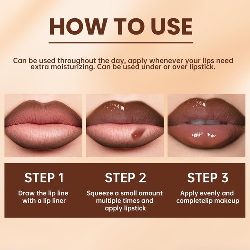 HOSAILY Lip Liner Gloss Set, Dark Brown Plumping Lip Liner Lip Pencil Moisturizing Lightweight Lip Gloss Lip Combo, High Shine Glossy Lip Tint Lip Stain Makeup Long Lasting Lip Contour for Women
