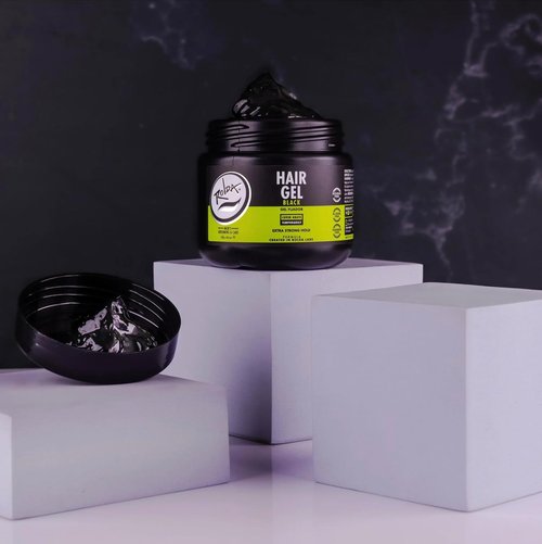 Rolda Black Hair Gel for Men - Medium Hold Styling Gel with Activated Charcoal - Flake & Alcohol Free (8.81 oz)