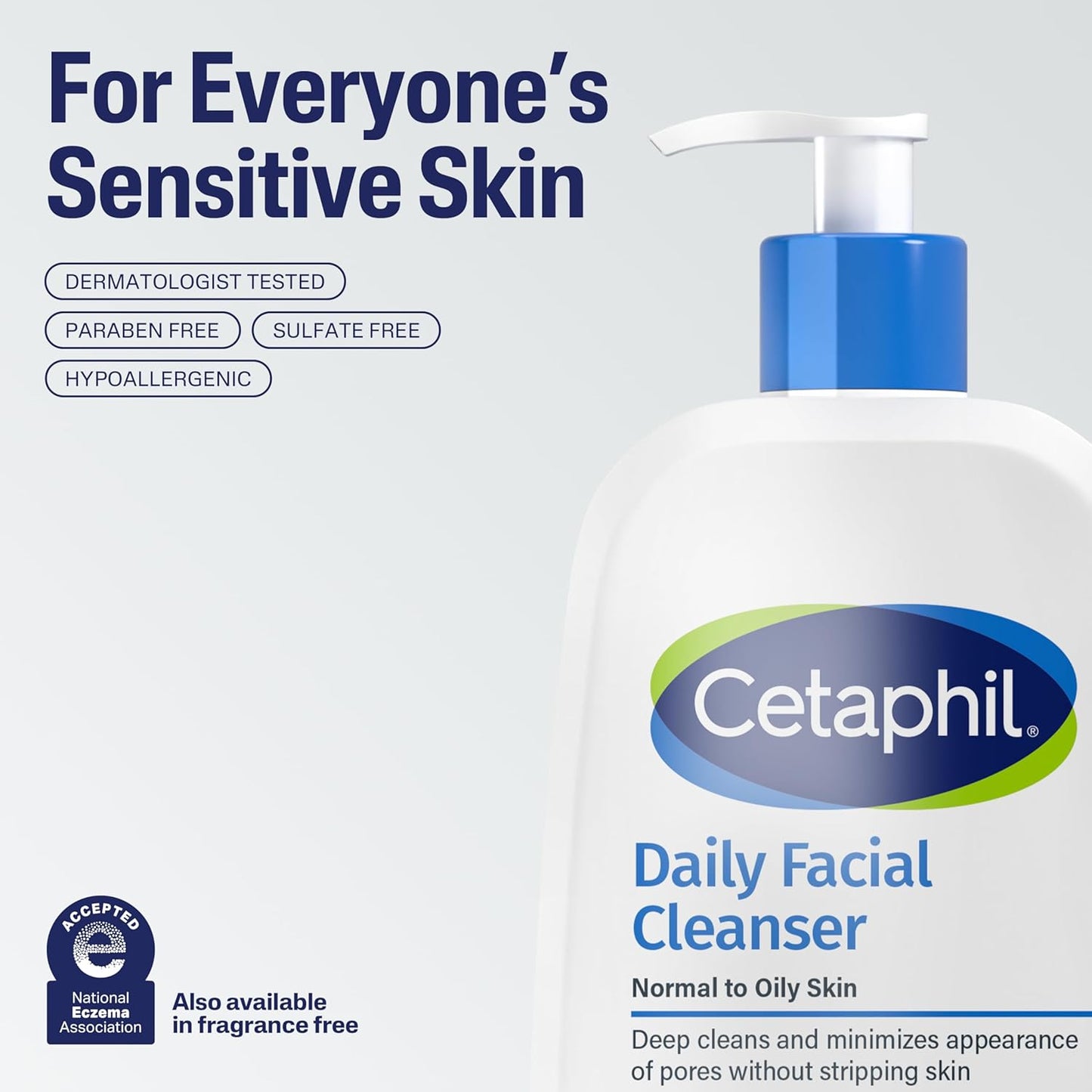 Cetaphil Daily Facial Cleanser - Gentle Foaming Face Wash for Sensitive Skin | 20 oz, Soap-Free, Hypoallergenic